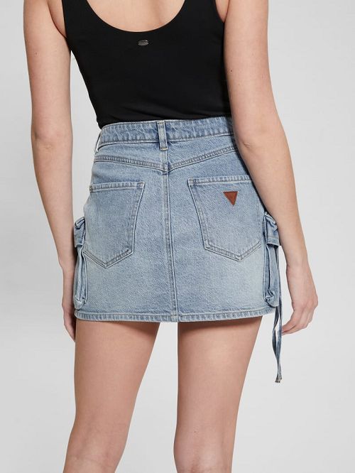 Guess Devon Cargo Mini Skirt Blauw | GUESS-SN28160