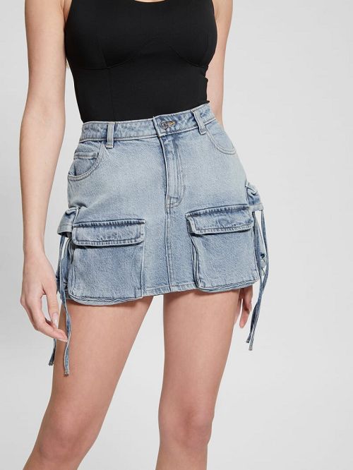 Guess Devon Cargo Mini Skirt Blauw | GUESS-SN28160