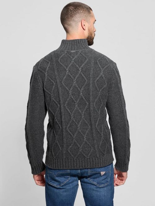 Guess Diamond Cable-Knit Half-Zip Sweater Grijs | GUESS-SN31043