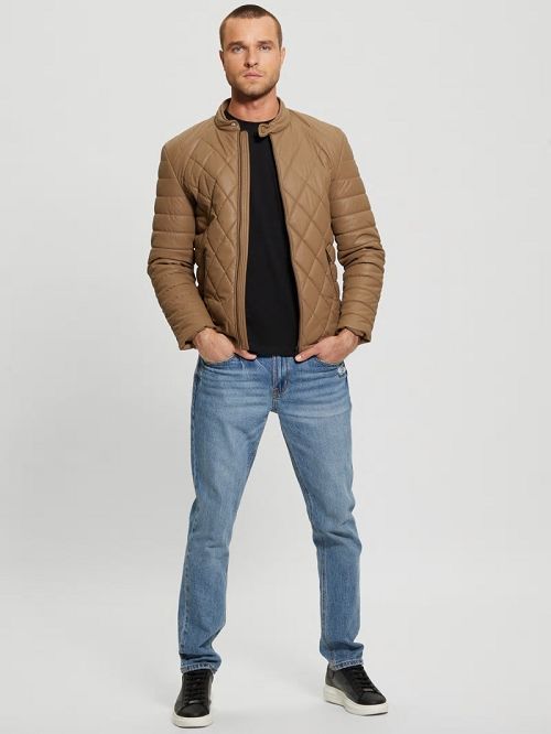 Guess Diamond Quilted Faux-Leather Jacket Bruin | GUESS-SN30803