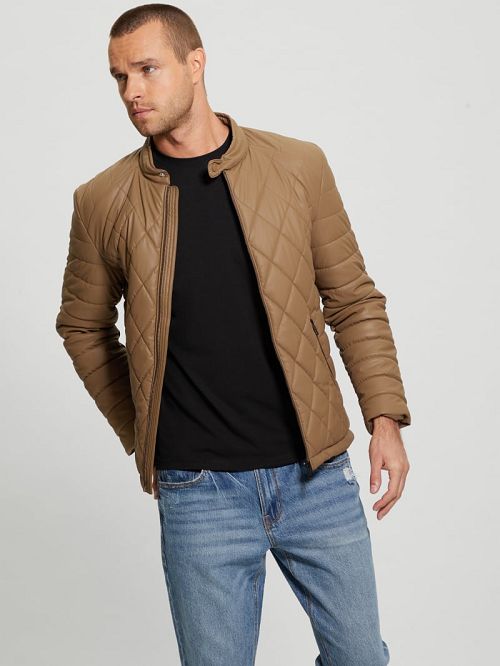 Guess Diamond Quilted Faux-Leather Jacket Bruin | GUESS-SN30803