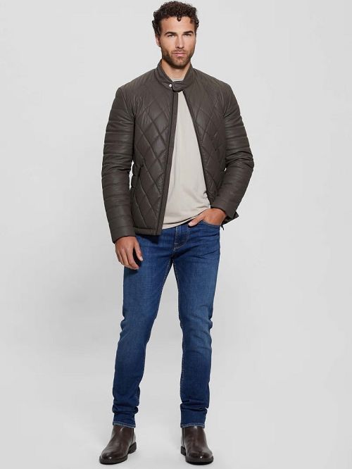 Guess Diamond Quilted Faux-Leather Jacket Bruin | GUESS-SN30881