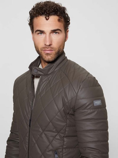 Guess Diamond Quilted Faux-Leather Jacket Bruin | GUESS-SN30881