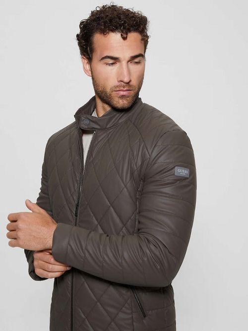 Guess Diamond Quilted Faux-Leather Jacket Bruin | GUESS-SN30881