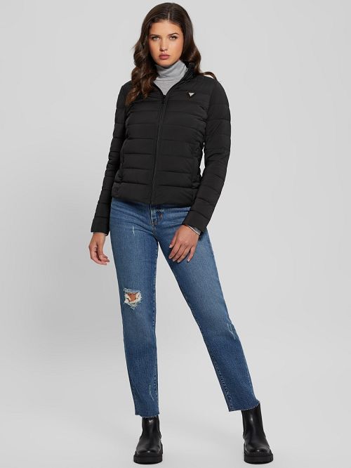 Guess Diann Heavy Hooded Puffer Jacket Zwart | GUESS-SN28027