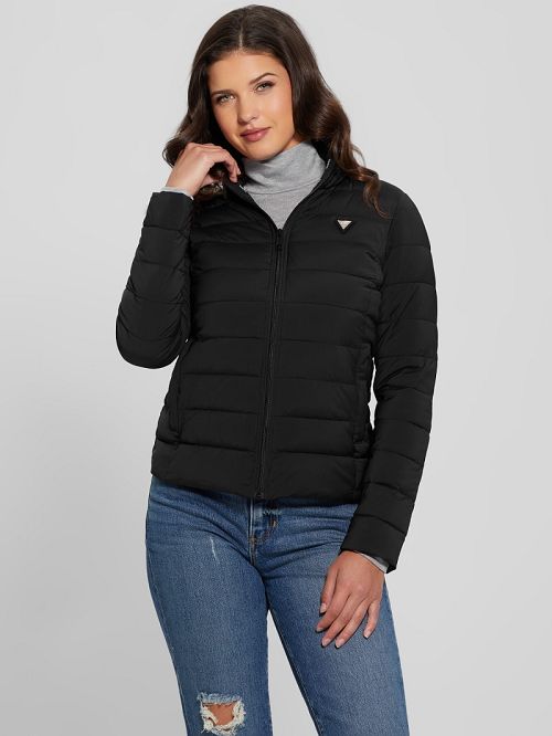 Guess Diann Heavy Hooded Puffer Jacket Zwart | GUESS-SN28027