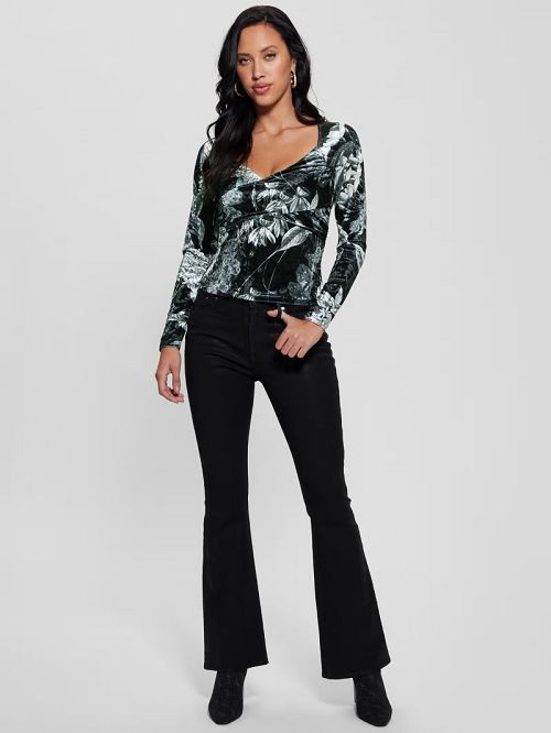 Guess Dianna Velvet Top Zwart | GUESS-SN27673