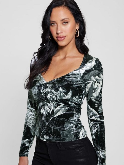 Guess Dianna Velvet Top Zwart | GUESS-SN27673