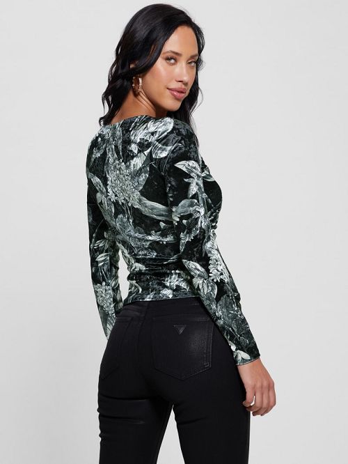 Guess Dianna Velvet Top Zwart | GUESS-SN27673