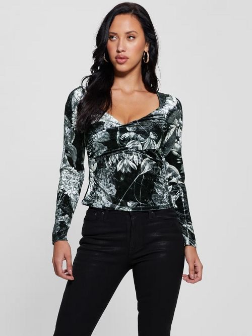Guess Dianna Velvet Top Zwart | GUESS-SN27673