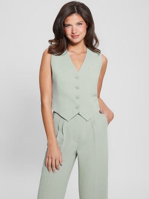 Guess Dina Cropped Blazer Vest Groen | GUESS-SN27175