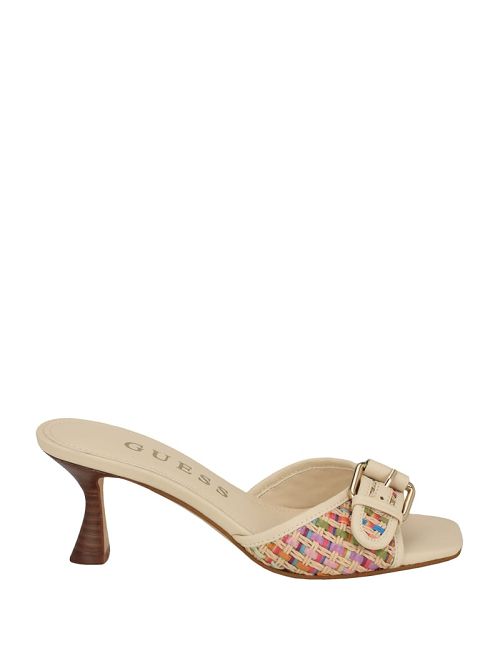 Guess Dista Buckled Logo Kitten Heels Beige | GUESS-SN29748