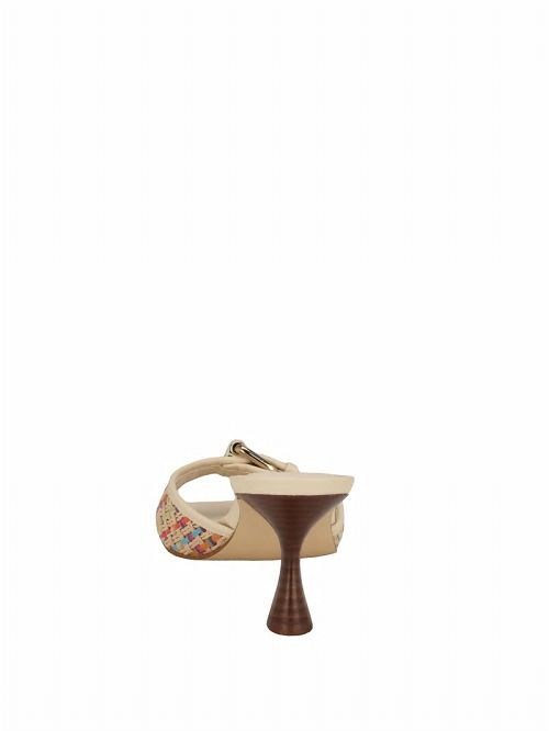 Guess Dista Buckled Logo Kitten Heels Beige | GUESS-SN29748