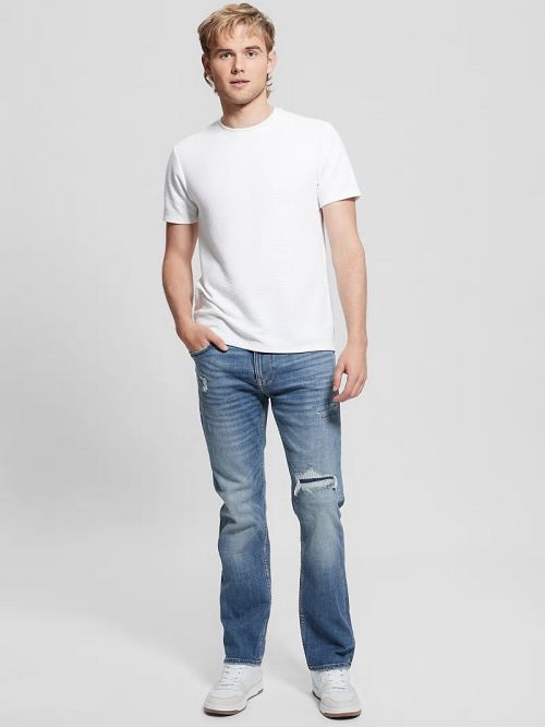 Guess Distressed Straight Jeans Blauw | GUESS-SN30362