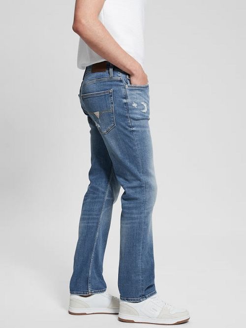 Guess Distressed Straight Jeans Blauw | GUESS-SN30362