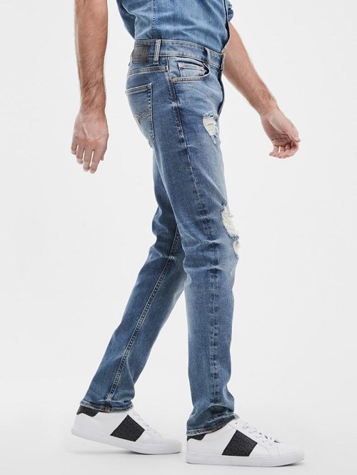 Guess Distressed Tapered Jeans Blauw | GUESS-SN30353