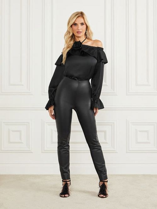 Guess Dixie Satin Blouse Zwart | GUESS-SN27203