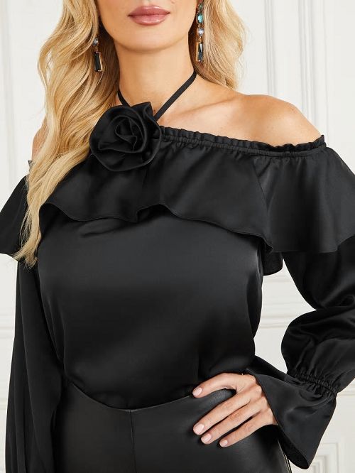 Guess Dixie Satin Blouse Zwart | GUESS-SN27203