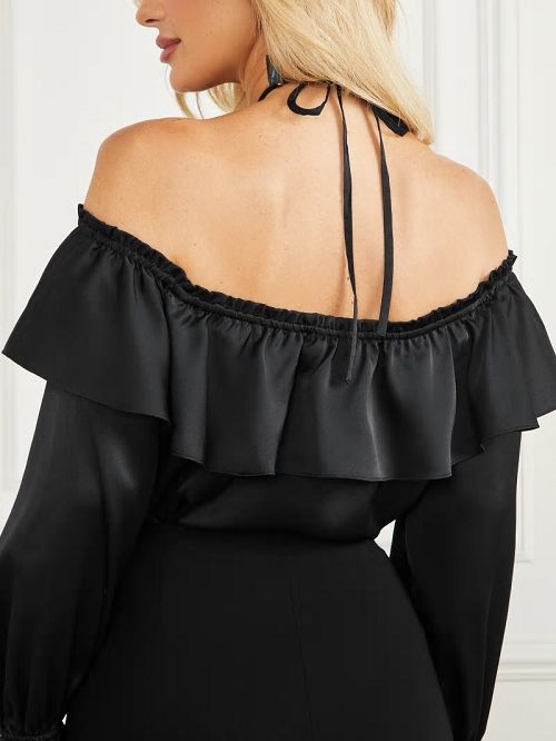 Guess Dixie Satin Blouse Zwart | GUESS-SN27203
