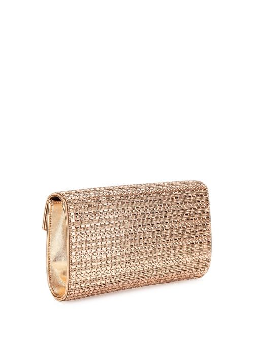 Guess Dofy Crystal Baguette Bag Roze Goud | GUESS-SN28792