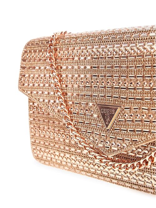 Guess Dofy Crystal Baguette Bag Roze Goud | GUESS-SN28792