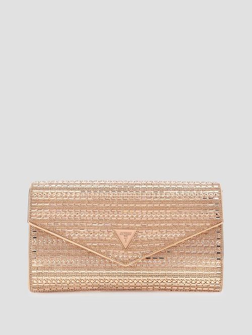 Guess Dofy Crystal Baguette Bag Roze Goud | GUESS-SN28792