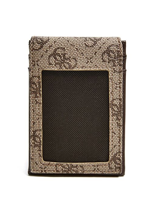 Guess Don Logo-Print Magnetic Card Case Beige | GUESS-SN29476