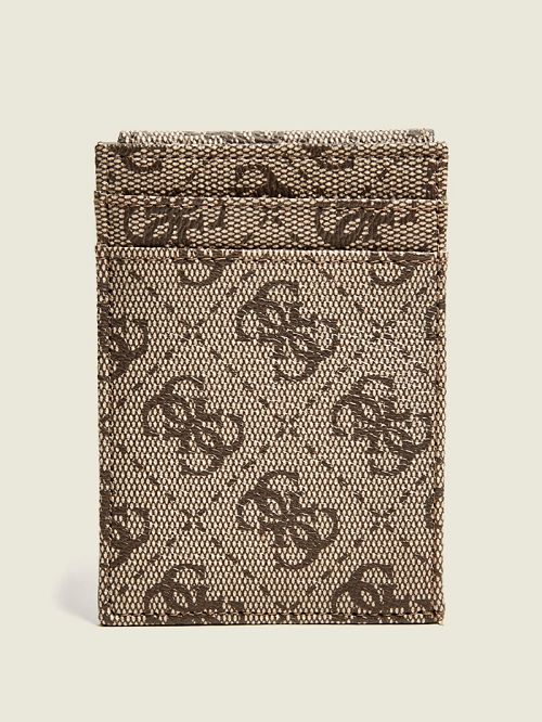 Guess Don Logo-Print Magnetic Card Case Beige | GUESS-SN31738