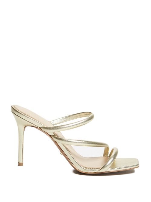 Guess Dorila Leather Strappy Sandal Goud | GUESS-SN29677