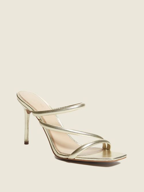 Guess Dorila Leather Strappy Sandal Goud | GUESS-SN29677