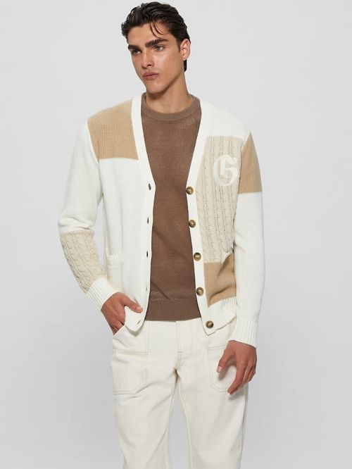 Guess Duncan Ivy Patchwork Cardigan Wit | GUESS-SN30973