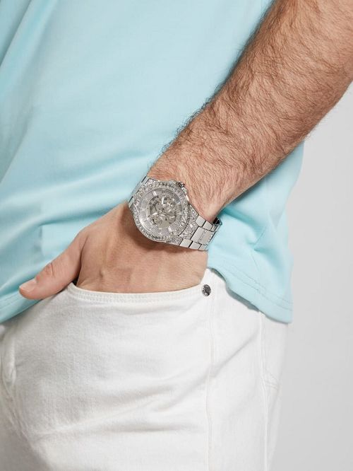 Guess Dynasty Silver-Tone Multifunction Watch Zilver | GUESS-SN31643