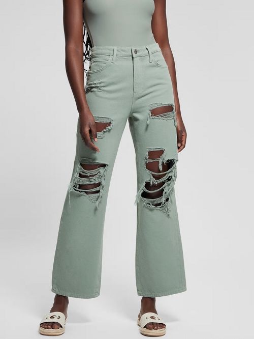Guess Eco \'90s Destroyed Jeans Groen | GUESS-SN26532