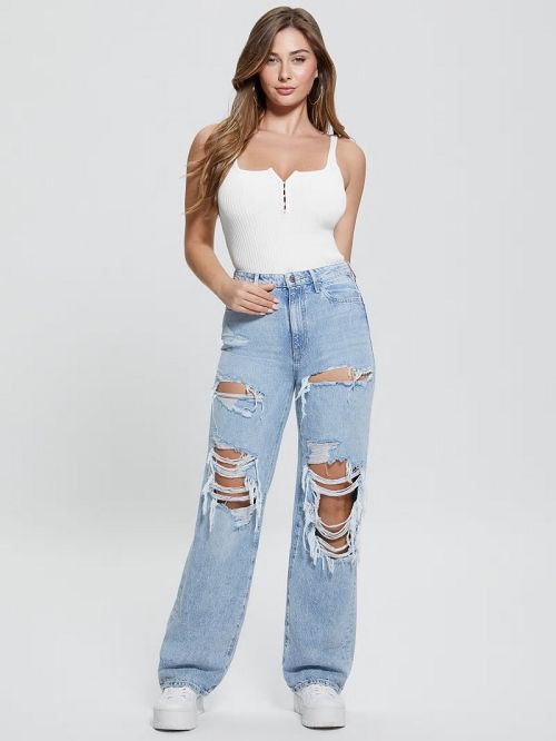 Guess Eco 90s High-Rise Destroyed Jeans Blauw | GUESS-SN26609