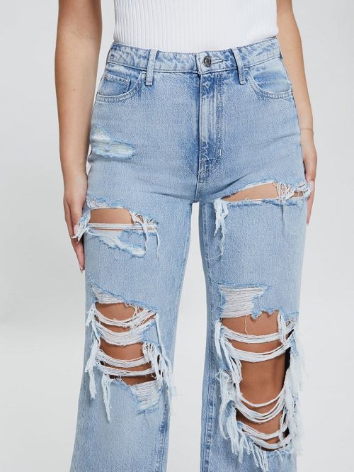 Guess Eco 90s High-Rise Destroyed Jeans Blauw | GUESS-SN26609