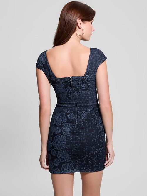 Guess Eco Akira Printed Denim Dress Blauw | GUESS-SN26672