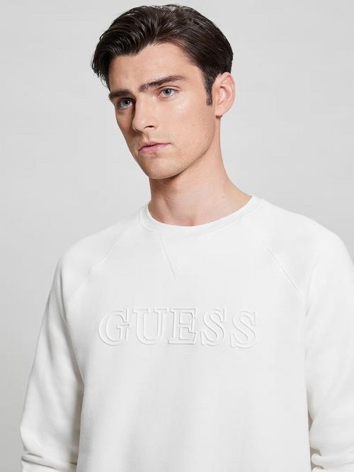 Guess Eco Aldwin Logo Sweatshirt Wit | GUESS-SN31505
