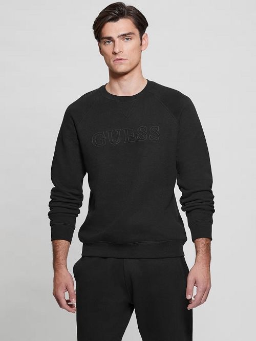Guess Eco Aldwin Logo Sweatshirt Zwart | GUESS-SN30970