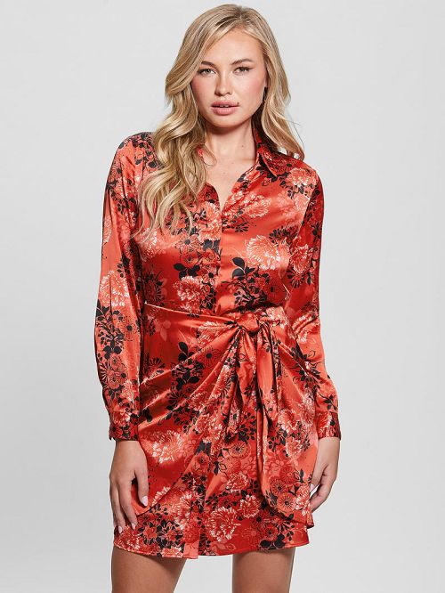 Guess Eco Alya Printed Dress Rood | GUESS-SN26708