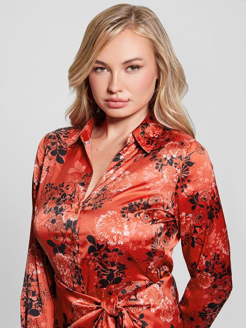 Guess Eco Alya Printed Dress Rood | GUESS-SN26708