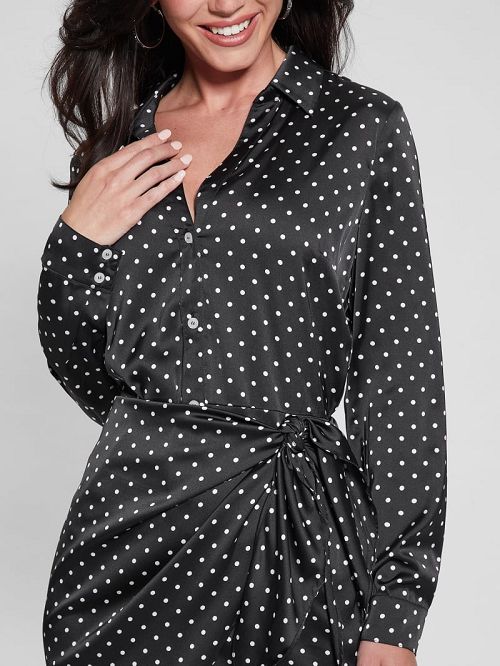 Guess Eco Alya Printed Dress Zwart Wit | GUESS-SN26956
