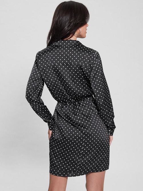 Guess Eco Alya Printed Dress Zwart Wit | GUESS-SN26956