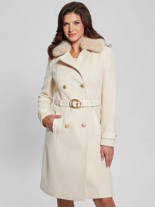 Guess Eco Amelia Belted Coat Wit | GUESS-SN28078