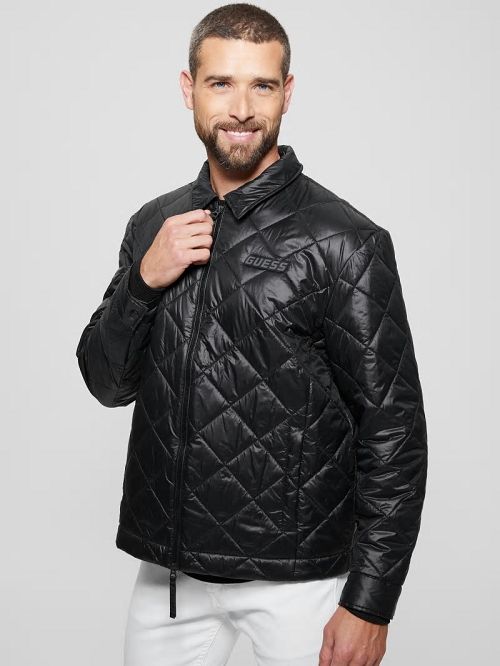 Guess Eco Anchise Quilted Jacket Zwart | GUESS-SN30874