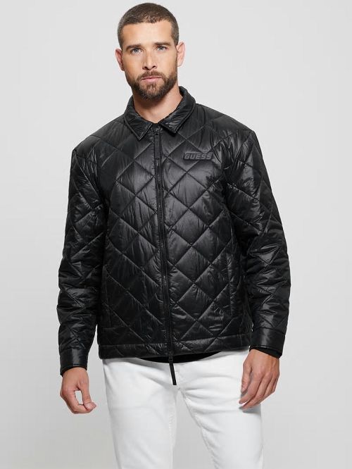 Guess Eco Anchise Quilted Jacket Zwart | GUESS-SN30874