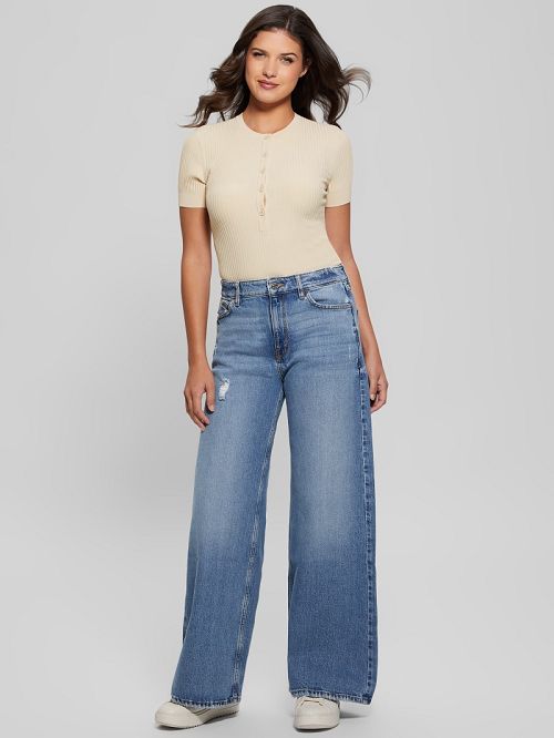 Guess Eco Anders Henley Bodysuit Wit | GUESS-SN27280