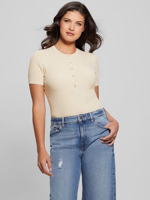 Guess Eco Anders Henley Bodysuit Wit | GUESS-SN27280