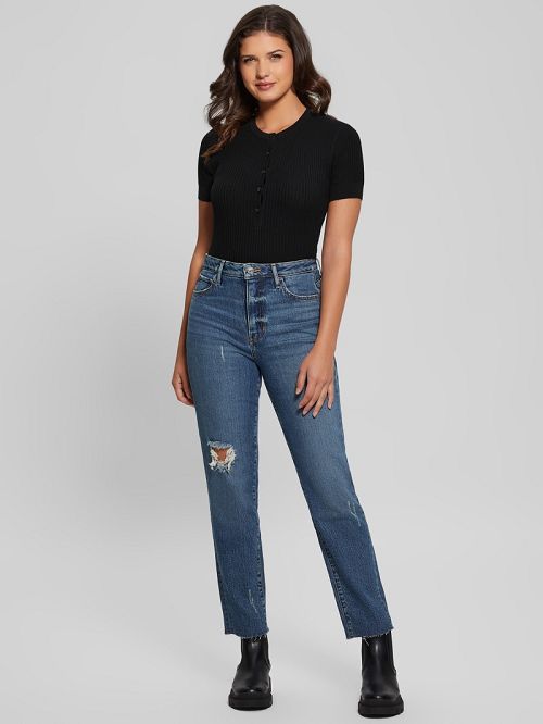 Guess Eco Anders Henley Bodysuit Zwart | GUESS-SN27430