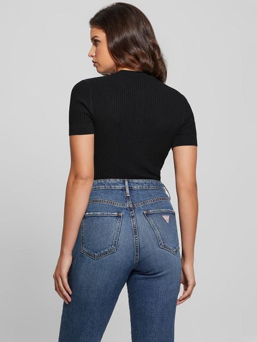 Guess Eco Anders Henley Bodysuit Zwart | GUESS-SN27430