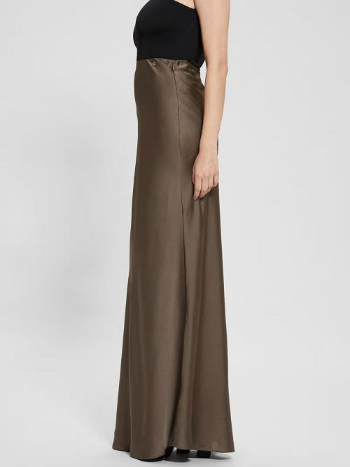Guess Eco Annachiara Satin Skirt Bruin | GUESS-SN28138